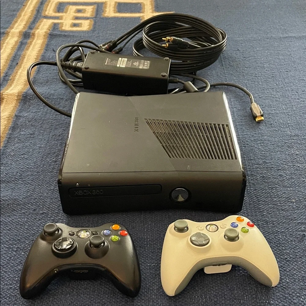 X box 360 Black Console game set with 2 controllers